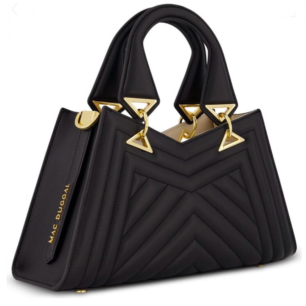 LAST CHANCE Mac Duggal Quilted Napa Leather Angular Handbag